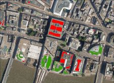 用于绘制绿色屋顶地图的蓝天航拍照片